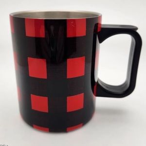 Sleigh Bell bistro stainless steel plaid mug